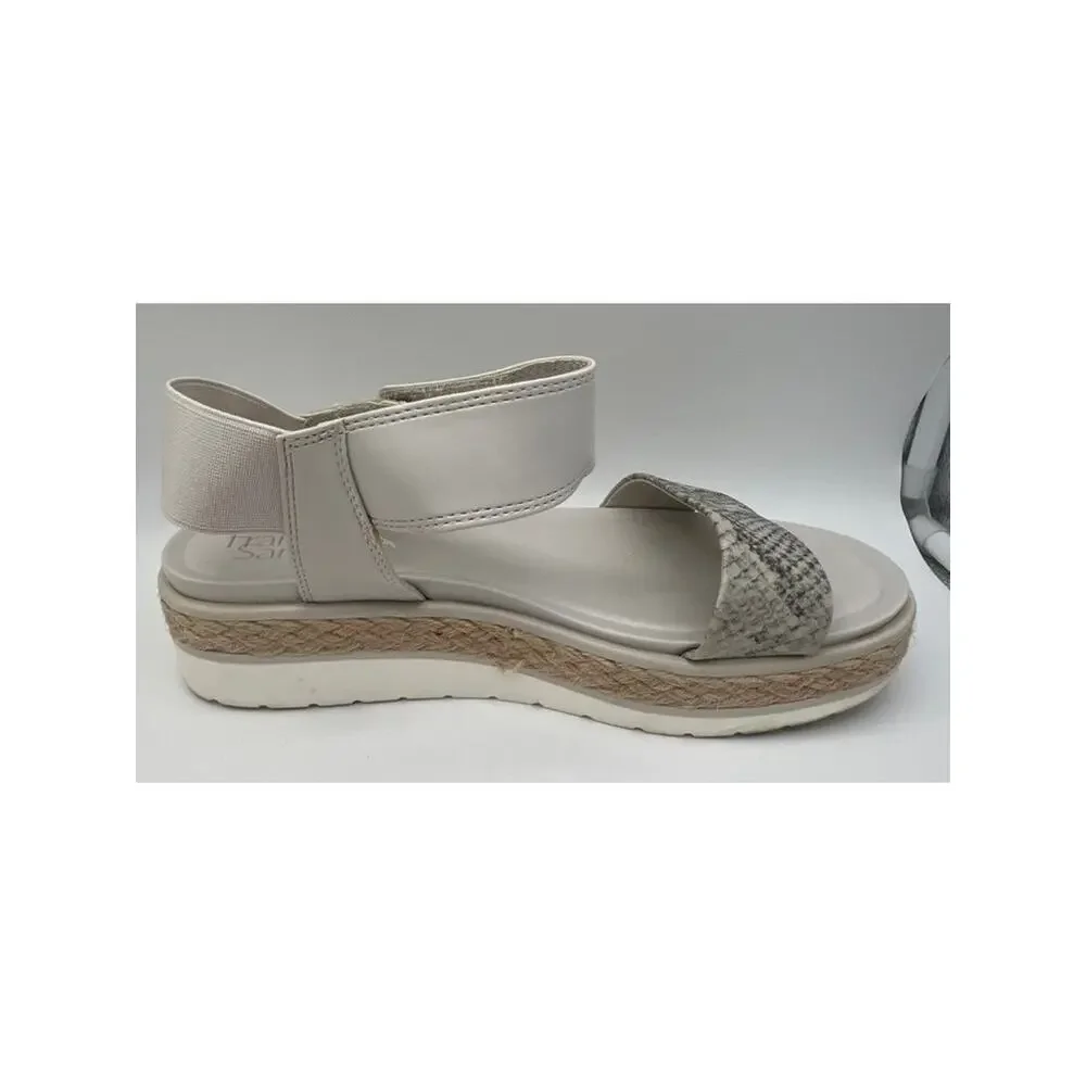 Franco Sarto Tinaka White & Gray Snakeskin Espadrille Sandals Shoes Size 9.5M